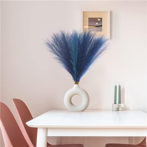 Faux Pampas Grass 17.7Inch 6pcs,Artificial Pampas Grass Blue Living Room Bedroom - Picture 5 of 6